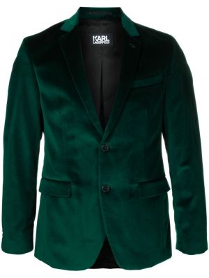 Bombažni žametni blazer iz rebrastega žameta Karl Lagerfeld zelena