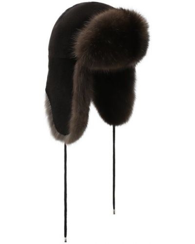 Норковая шапка-ушанка Kussenkovv, коричневая