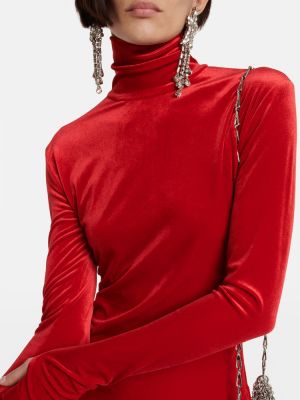Mini robe en velours col roulé Norma Kamali rouge