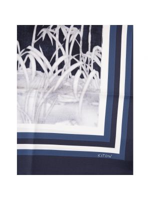 Bufanda de seda con estampado Kiton azul