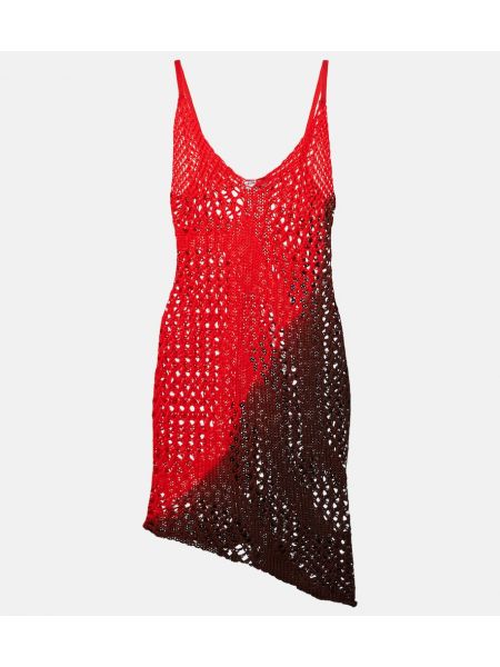 Βαμβακερή φόρεμα με σχέδιο The Attico κόκκινο