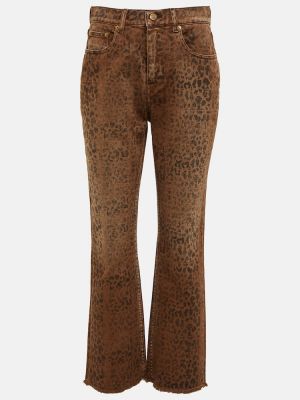Bootcut džínsy s vysokým pásom s potlačou s leopardím vzorom Golden Goose
