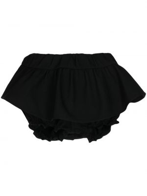 Pantaloni scurți de lână de mătase cu volane Shushu/tong negru