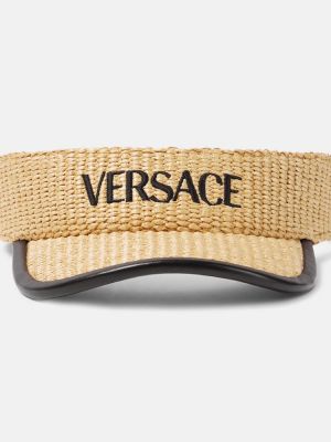 Kožená kšiltovka Versace béžová