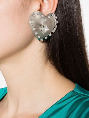 Boucles d'oreilles en cristal de motif coeur Alessandra Rich argenté