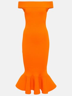 Midi šaty Alexander Mcqueen oranžové