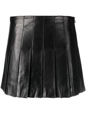 Plisovaná kožená sukňa Stand Studio čierna
