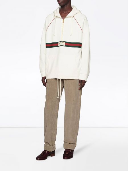 Gestreifter hoodie mit print Gucci weiß