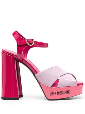 Кожени сандали на платформе Love Moschino