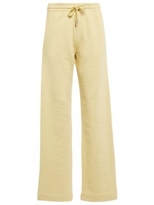 Памучни спортни панталони с висока талия от джърси Dries Van Noten жълто