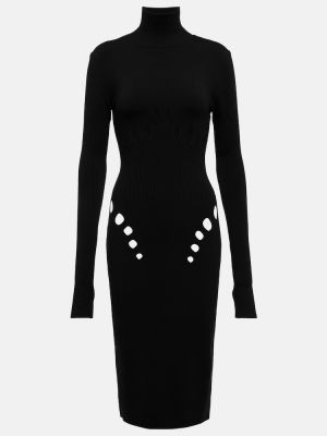 Volnena midi obleka Jean Paul Gaultier črna