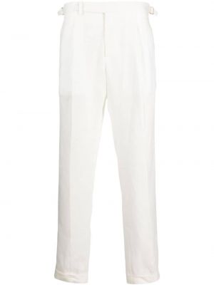 Plisirane lanene chino hlače Briglia 1949 bijela