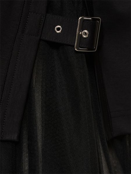 Kokvilnas topi neilona ar garām piedurknēm Noir Kei Ninomiya melns