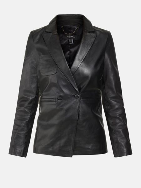 Черный кожаный пиджак Muubaa