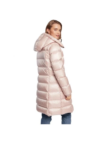 Abrigo de invierno con plumas con capucha de plumas Refrigiwear rosa