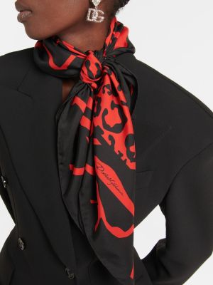 Sciarpa di seta con stampa leopardato Dolce&gabbana nero