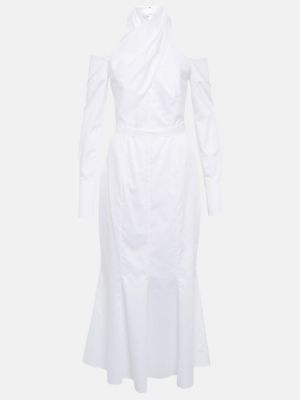 Pöttyös pamut midi ruha Safiyaa fehér