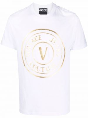 Trykt bomull t-skjorte Versace Jeans Couture hvit