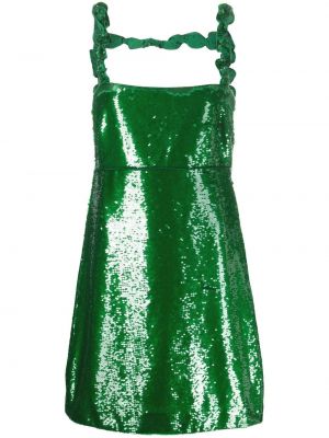Коктейлна рокля без ръкави Ganni зелено