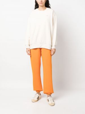 Medvilninės siuvinėtos siuvinėtos sportinės kelnes Adidas oranžinė
