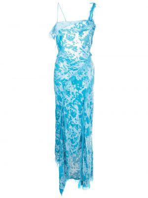 Šifonové dlouhé šaty Acne Studios modrá