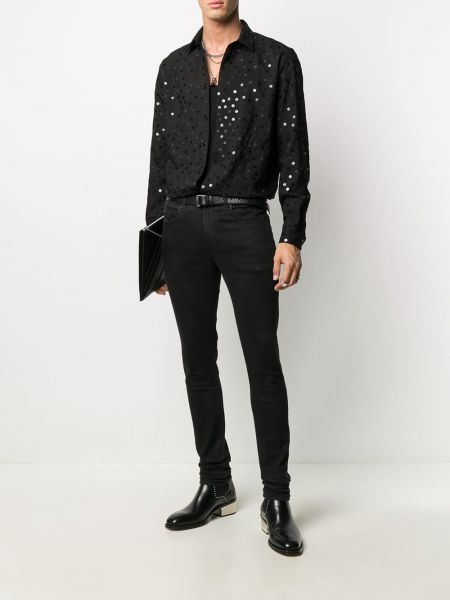 Camisa con bordado Saint Laurent negro