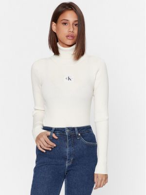 Dolčevita slim fit Calvin Klein Jeans bijela