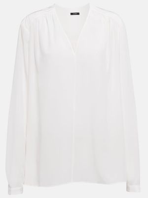 Копринена блуза с v-образно деколте Joseph бяло