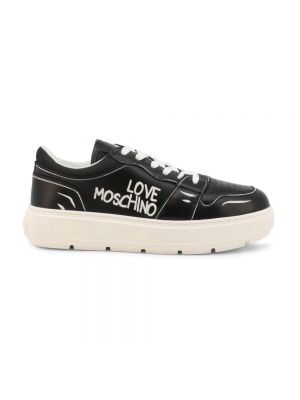Sneakersy skórzane Love Moschino czarne