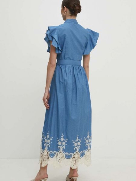 Pamučna maksi haljina Answear Lab plava