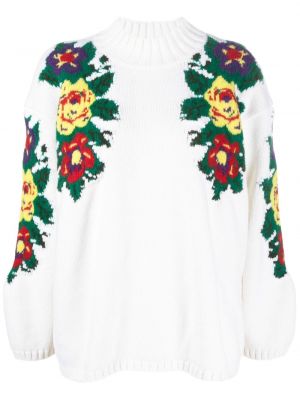 Вълнен пуловер на цветя Ami Amalia бяло