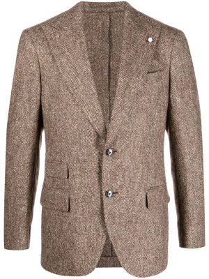 Bomull ull lang blazer Luigi Bianchi Mantova brun