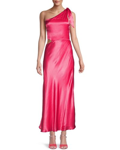 Сатиновое платье макси с вырезом Bardot, розовое