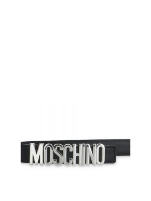 Pasek skórzany Moschino czarny