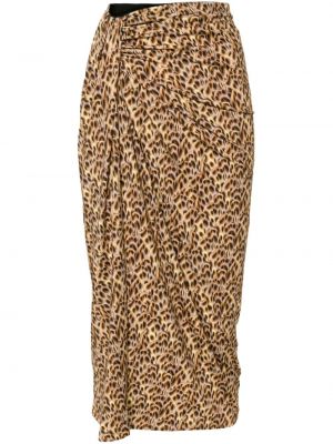 Midi sukňa s potlačou s abstraktným vzorom Marant Etoile hnedá