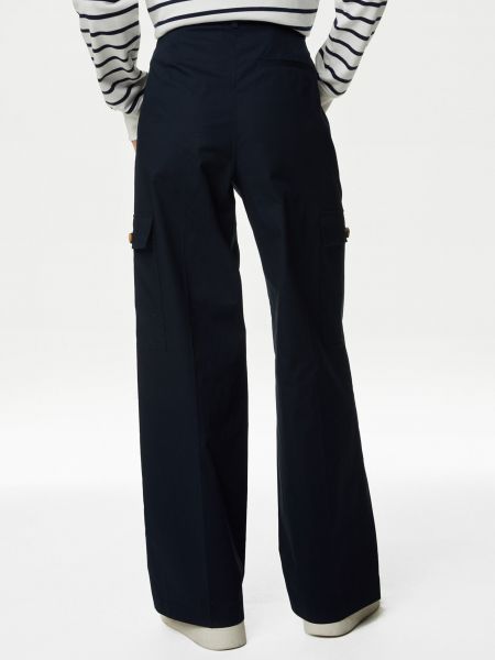 Kalhoty s vysokým pasem Marks & Spencer modré