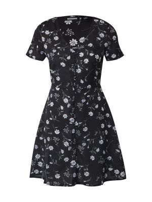 Obleka z gumbi s cvetličnim vzorcem Missguided črna