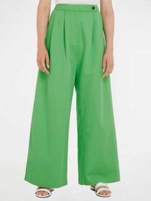 Relaxed ленени панталон Tommy Hilfiger зелено