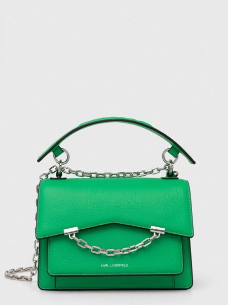 Zielona torba na ramię skórzana Karl Lagerfeld