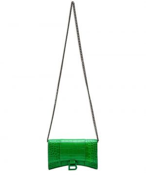 Кожени чанта за ръка Balenciaga зелено