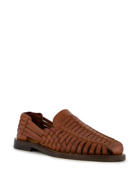 Sandały skórzane plecione Brunello Cucinelli brązowe