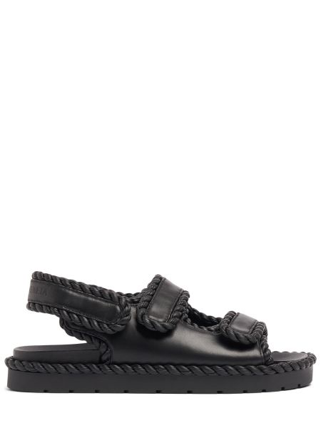 Kožené sandály bez podpatku Bottega Veneta černé