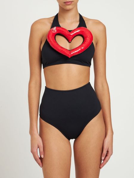 Bikini cu motiv cu inimi Moschino negru