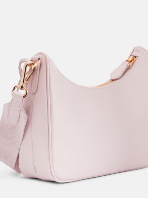 Кожени чанта за ръка Prada розово