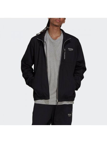 Спортивная хлопковая куртка с воротником стойка Adidas Originals черная