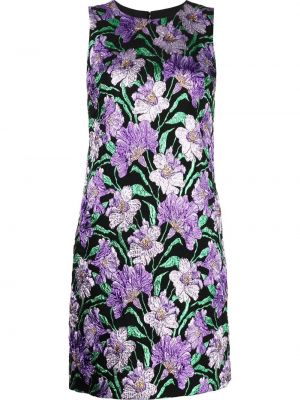 Mini obleka s cvetličnim vzorcem iz žakarda Carolina Herrera vijolična