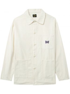 Βαμβακερό πουκάμισο με κέντημα Needles λευκό