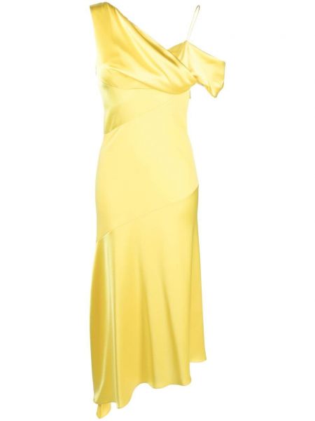 Асиметрична миди рокля с драперии Loewe жълто