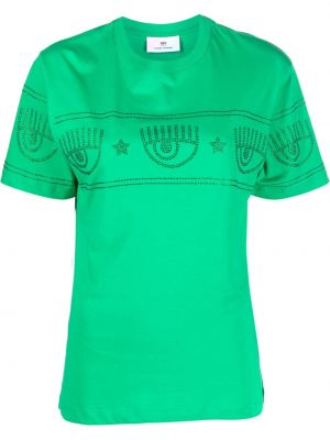 T-shirt con cristalli Chiara Ferragni verde