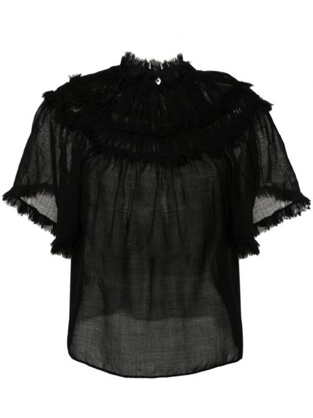 Tricou de lână transparente Ulla Johnson negru
